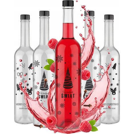 5x FUTURA GPI 0,5l Glasflaschen MIT WEIHNACHTSDRUCK für Tinkturen (1/5)