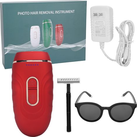 Appareil d'épilation Flash IPL 500 000 impulsions, portable homme femme, épilation corps sans douleur, 110-240V Rouge prise US (1/5)