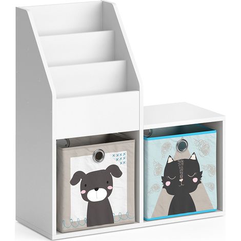 Estantería infantil Luigi, Blanco, 72 x 79 cm Mini, con 2 cajas plegables opc.4, Vicco