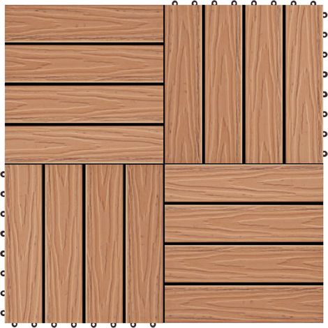 Carreau de terrasse Design 3D 11 pcs Teck 30 x 30 cm WPC vidaXL (1/5)