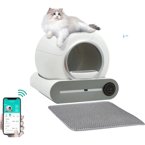 Bac à Litière pour Chat, Auto-Nettoyant Intelligent, Design Spacieux, Ensemble de 3 rouleaux de sacs poubelle (1/2)