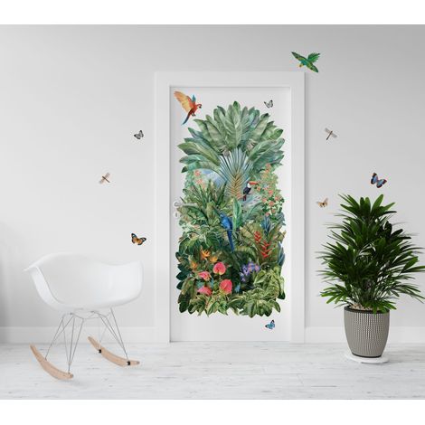 Grand Décor Panoramique Découpé, paysage luxuriant de verdure, de couleurs, d'animaux et de fleurs, 166 cm X 83 cm (1/5)