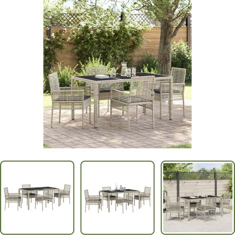Garten Tisch - Garten Essgruppe 5 pcs Hellgrau Poly-Rattan (1/5)