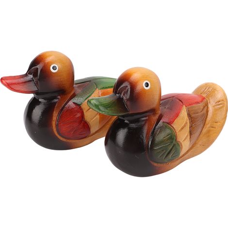 Statue de canard mandarin en bois, peinte à la main, couleur durable, peinture non toxique, sculpture d'oiseau de jardin, cadeau de décoration pour la maison et le patio (1/5)