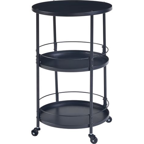 Carrito de servicio mueble de almacenaje para cocina y salón con 3 estantes redondos 75 x 45 cm metal negro 030009227 (1/5)