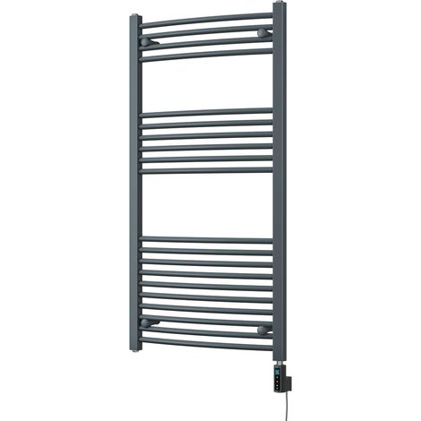 Zennor - Anthracite Electric Towel Rail H1200mm x W600mm Curved 600w Thermostatic WIFI (1/3)