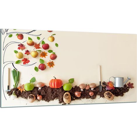 PLAQUE DE PROTECTION EN VERRE POUR CUISINIÈRE 90X52 LÉGUMES (1/5)