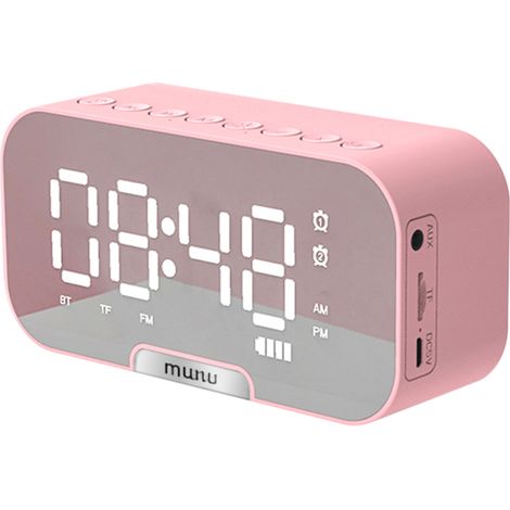 Réveil miroir Bluetooth FM double alarme – Haut-parleur, lecteur TF, 3 luminosités (1/5)
