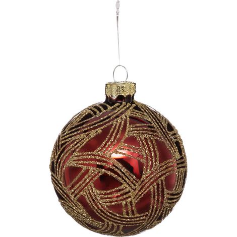 Weihnachtskugel Glitzer Wellen 70mm aus Glas - Feeric lights & christmas