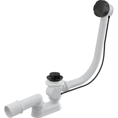 Alca - Kit vidange et trop-plein pour baignoire, longueur 1200 mm, noir mat A55BLACK-120 (1/2)