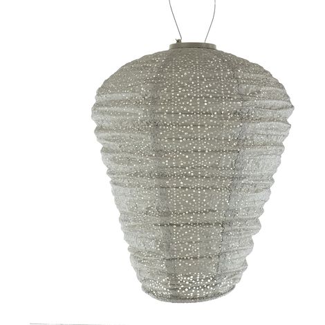 LUMIZ Lampion Solarlampe Ballon XL Sashiko Taupe hellgrau Ø 34 cm - Tyvek® (1/5)