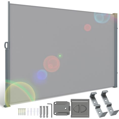 TolleTour Tenda laterale retrattile, paravento da esterno 180x300 cm, frangivista da giardino, schermo protettivo, schermo per balcone e terrazza grigio