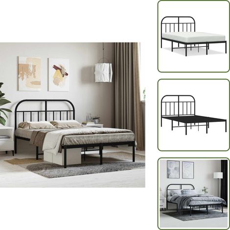 Cadre de lit métal sans matelas avec tête de lit noir 120x200cm - Cadre De Lit - Lit Double - Lit Metal - Lit Avec Têtedé Lit - Literie (1/5)