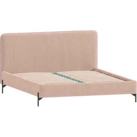 HALIA - Lit petit velours côtelé Rose 140x200cm (1/5)