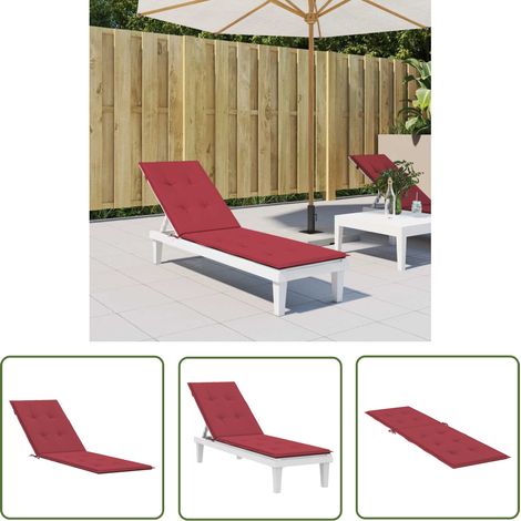 The Living Store Coussin de chaise de terrasse rouge bordeaux (75+105)x50x4 cm - Coussin De Chaise - Coussin Terrasse - Coussin Extérieur - Coussin Décoratif - Coussin Confortable (1/5)