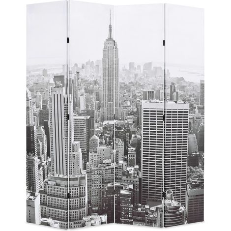 Cloison de séparation pliable 160x170 cm New York Noir et blanc (1/5)