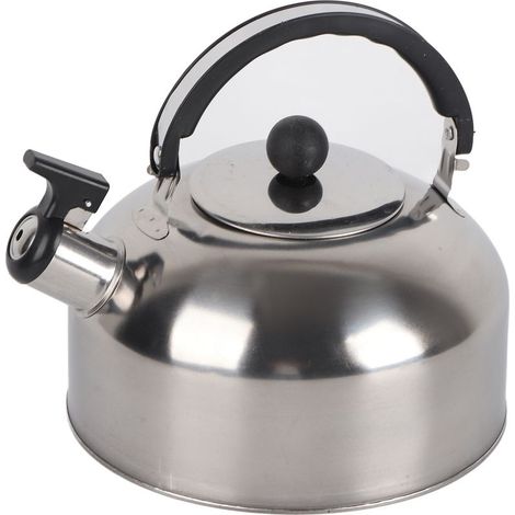 1 bouilloire de camping sifflante, acier inoxydable, 3 L, poignée pliante, pour randonnée et cuisine extérieure (1/5)