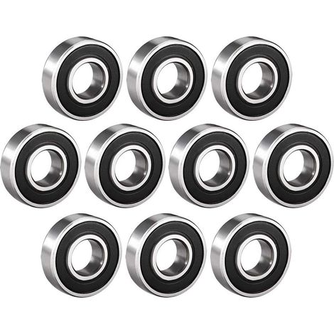 - 6001-2RS - Lot de 10 roulements à billes multi-usages en caoutchouc - 12 x 28 x 8 mm - En acier au carbone - Avec rainure et double scellage (1/5)