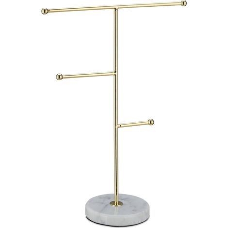 Portagioie in marmo pratico portaoggetti 3 barre gioielli design moderno ed elegante in marmo bianco 130009269