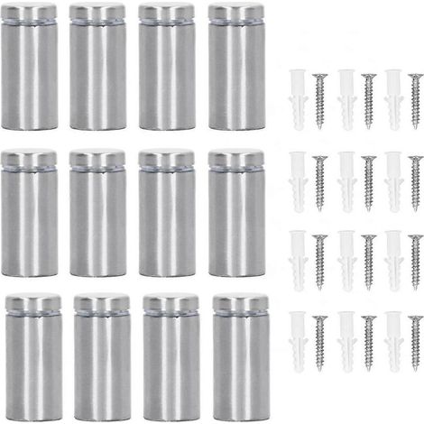 12 vis d'entretoise en acier inoxydable, fixations pour enseignes murales publicitaires, clous pour verre acrylique, 19 x 40 mm (1/4)
