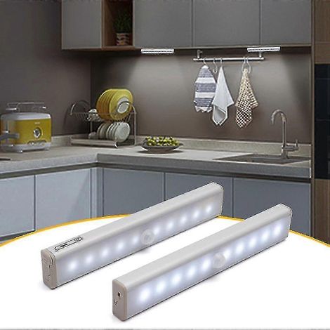 Veilleuse LED sans fil à détecteur de mouvement 6/10 LED pour armoire, chambre, cuisine, escalier