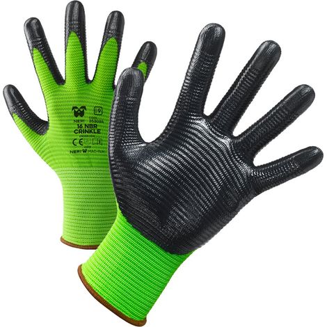Guanti antinfortunistici Neri 16 NBR Crinkle - 8 (M) - Nero/Verde (1/2)