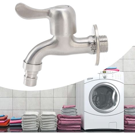 Grifo mural de acero inoxidable G1/2 para lavadora con protección antihielo y válvula antifugas para jardín y cocina. (1/5)
