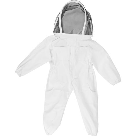 Costume apiculture enfant – blanc – une pièce – capuchon voile – protection – taille M – pliable