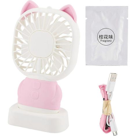 1 mini ventilateur de bureau portable avec veilleuse et fonction aromathérapie USB (rose)-AquaForge