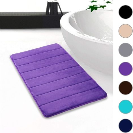 Tapis de bain absorbant Halkfri lavable - 60 x 90 cm (violet), antidérapant séchage rapide (1/5)