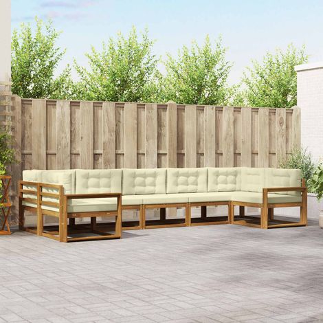 vidaXL Outdoor-Sofagarnitur mit Kissen 7 pcs Natur und Creme (1/5)