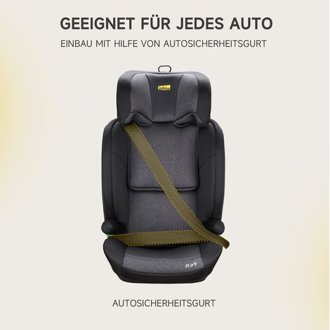 Silla de coche infantil i-Size R129 100-150 cm de tela negra ajustable FloraGrace (1/5)