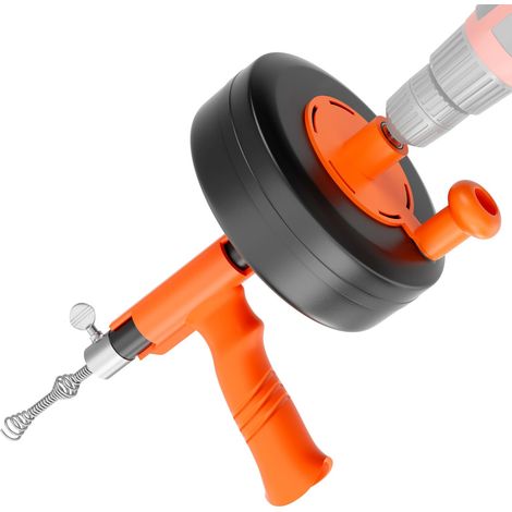 25ft Pipe Cleaning Spiral with Drill Tip, Flexible Drive Mode 2 in 1 (Electric & Manual), Kitchen / Bathroom Pipe Unblocker Spiral + Household Gloves (1/5)