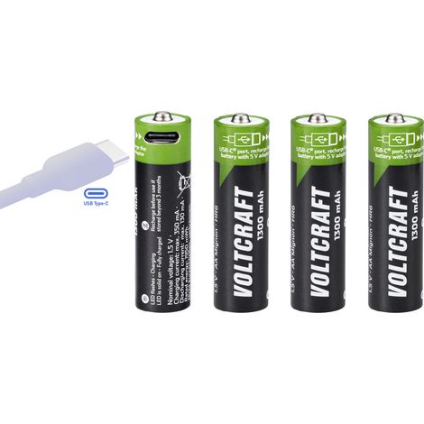 VOLTCRAFT VC-AA1300USB USB-C® Akku Li-Ion 1300 mAh 1.5 V 4 St.