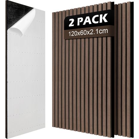 TolleTour 2 piezas Panel acústico autoadhesivo Panel de pared Paneles de pared modernos  Acústica Pared de madera Madera  Paneles de pared MDF 120x60x2,1 cm Nogal