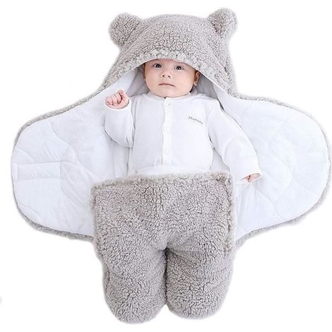 Gigoteuse enveloppée, en forme d'ours en peluche, convient pour les bébés de 0 à 6 mois,facile à nettoyer (3 à 6 mois, Gris) (1/4)