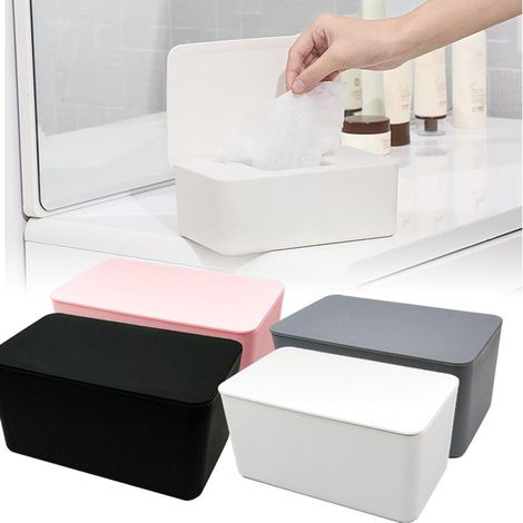 Boîte de rangement pour lingettes bébé avec couvercle, anti-poussière, pour masques et autres objets. Boîte distributrice de lingettes pour masques. (1/5)