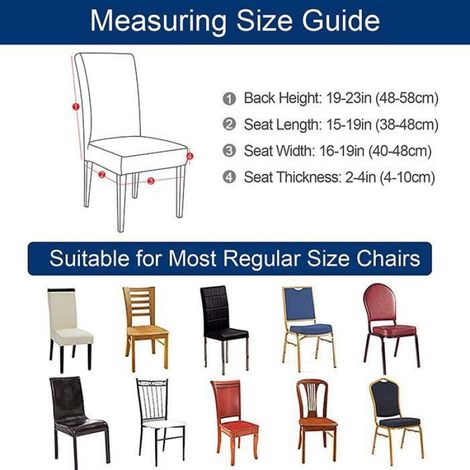 Housse De Chaise - Extensible - Polyester Et Spandex - Pour Chaises Hauteur 45 À 60 Cm - Gris - 6 Pièces (1/4)
