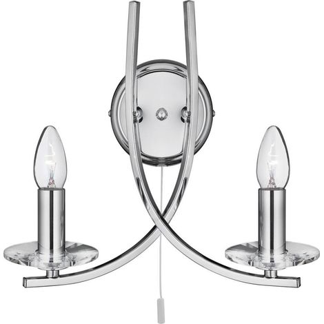 Searchlight Ascona - 2 Licht Innenglas Kerze Wandleuchte Chrom, E14