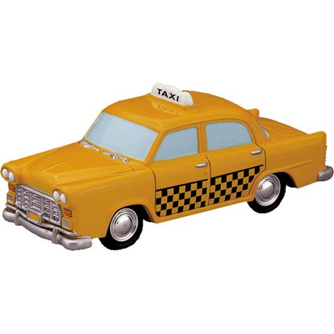 Taxi giallo in plastica, accessori per Villaggio di Natale da 4.2 x 4.1 x 10.3 cm
