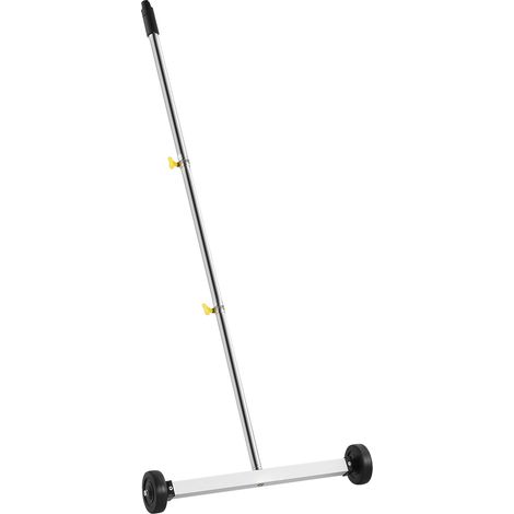 Mophorn Escoba magnética con ruedas, capacidad de carga de 4,5 kg, mango ajustable, ideal para recoger clavos y tornillos, adecuada para limpieza en sitios de construcción, 445 x 75 x 1040 mm