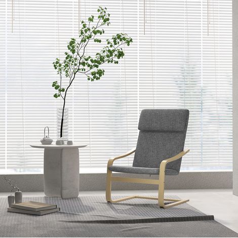 Fauteuil à bascule en polyester gris foncé 66,5 x 80 x 99 cm avec accoudoirs et appuie-tête (1/5)