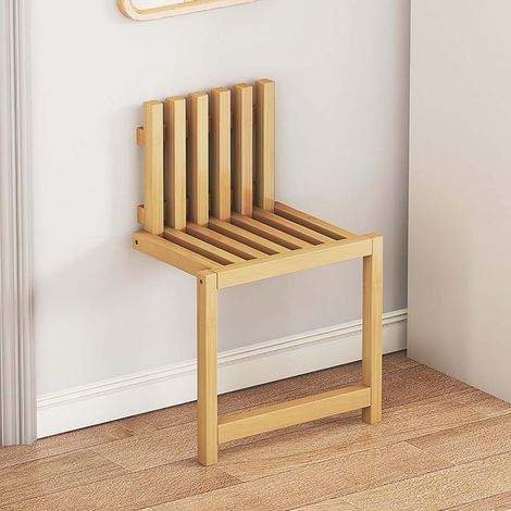 Chaise pliante murale en bois pour économiser de l'espace avec repose-pieds caché, siège de douche pliable polyvalent pour salle de bain