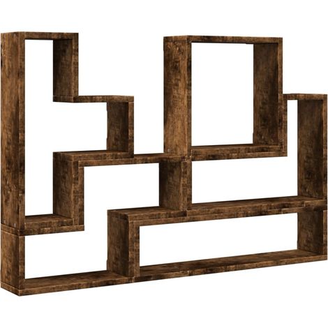 Maison Exclusive - Wandregal Räuchereiche 96x12x64 cm Holzwerksto