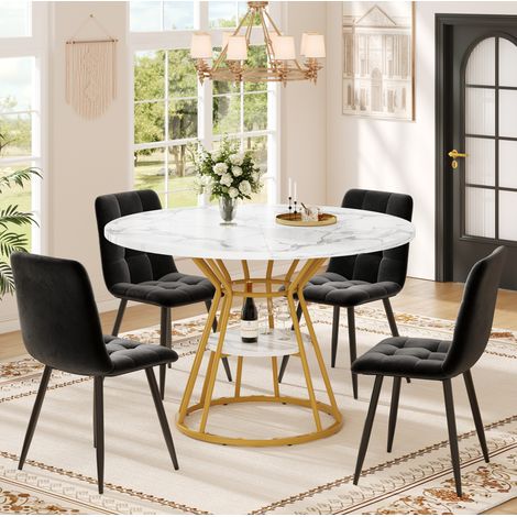 Esstisch-Set 5-teilig mit 4 Stühlen 100x100 cm MDF OKMYHOME (1/5)
