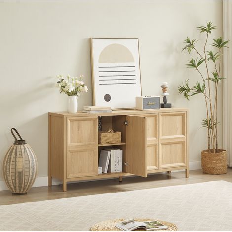 Aparador 160x40x80 cm roble en MDF con puertas Tip-On y bisagras Soft-Close (1/5)