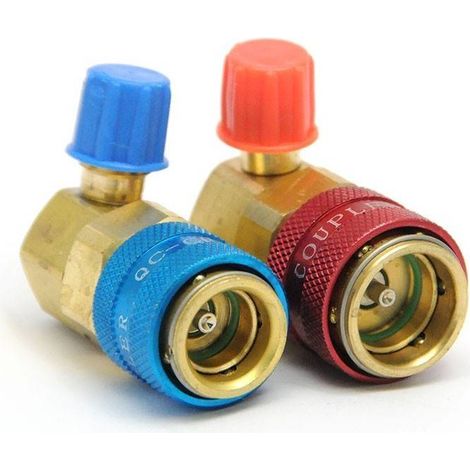 Multitanks – Raccord rapide 90° QC-15 R134A – Alliage métallique haute résistance – Filetage 1/4" SAE mâle – Pour circuits frigorifiques automobile