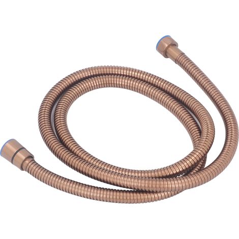 Flexible de douche en acier inoxydable avec double commande eau chaude/eau froide, pour chauffe-eau de salle de bain, 1,5 mètre, couleur or rose (1/5)