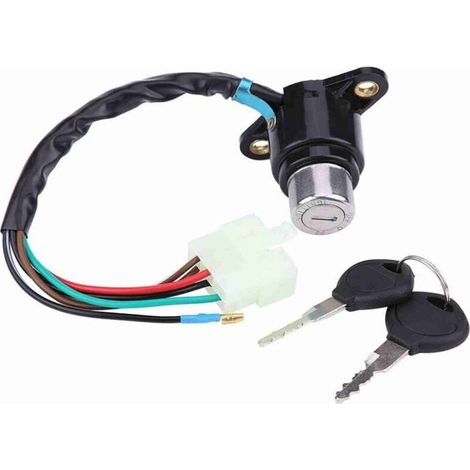 Contacteur à clé pour moto - Compatible avec Honda CB/CM 400/450 - Dimensions : 6,7 x 3,5 x 5 cm - Longueur du câble : 25 cm - Matériau : plastique (1/4)