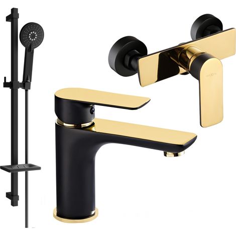 Ensemble de douche Mexen Alfa DQ40, noir/doré - 745704DQ40-75 (1/4)
